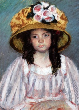 María Cassatt Painting - Fillette Au Grand Chapaeu madres hijos Mary Cassatt